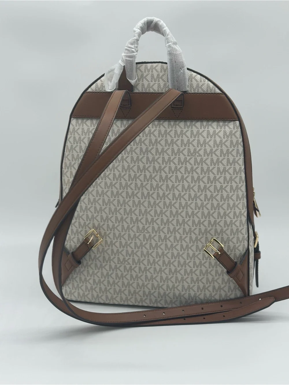 Michael Kors Beige and Brown Signature MK Backpack